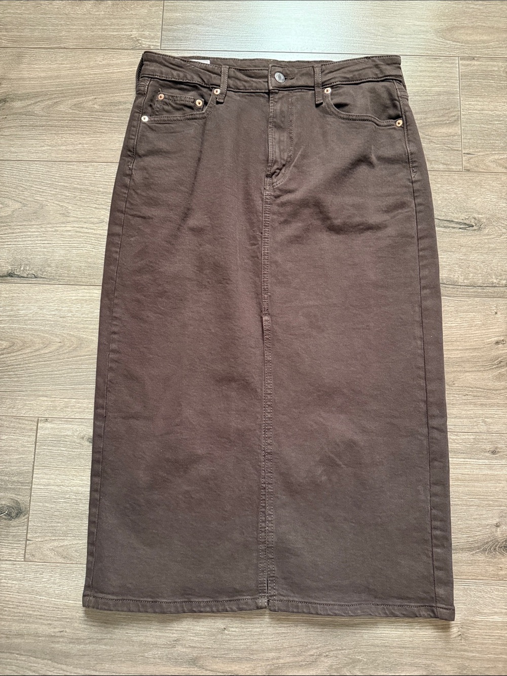 GAP Brown Denim High-Rise Pencil Skirt